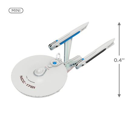 Star Trek™: The Motion Picture U.S.S. Enterprise NCC-1701 Refit (Miniature) — Hallmark Keepsake Christmas Ornament, detailed from above showing size.