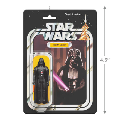 Star Wars™ Darth Vader™ Vintage Figure — Hallmark Keepsake Christmas Ornament in packaging, featuring classic design and purple lightsaber detail.