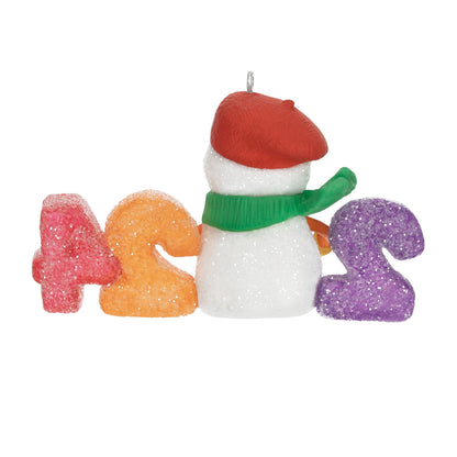Sweet Decade — 2024 Hallmark Keepsake Christmas Ornament featuring a snowman in a red beret and colourful gumdrop numbers 2, 0, 2, and 4