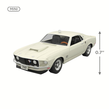 Lil' Classic Cars 1969 Ford Mustang Boss 429 (Miniature) — Hallmark Keepsake Christmas Ornament in white with hood scoop and detailed interior