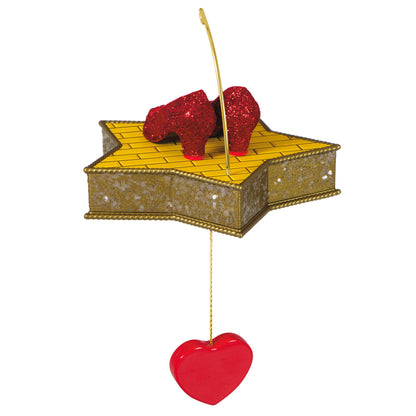 The Wizard of Oz™ There's No Place Like Home™ — Hallmark Keepsake Christmas Ornament with Ruby Slippers on a star platform and heart charm