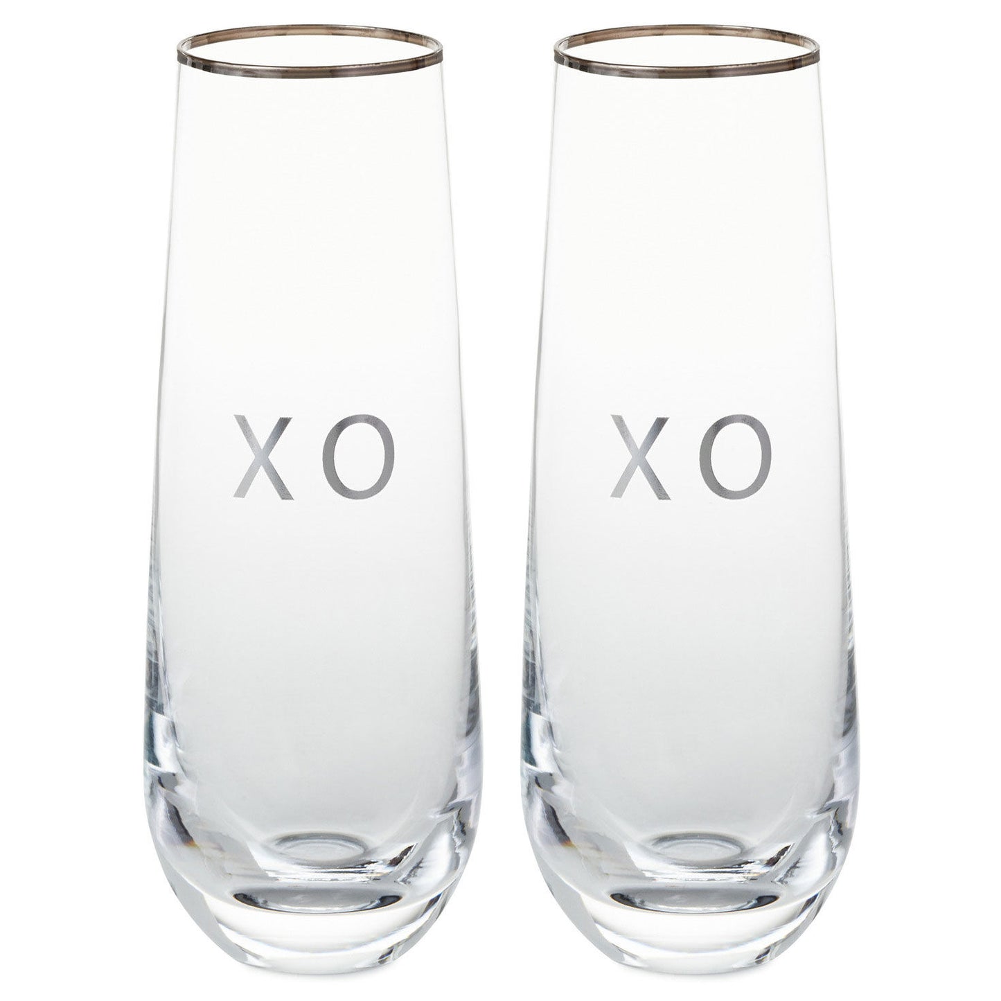 XO Stemless Champagne Flutes, Set of 2