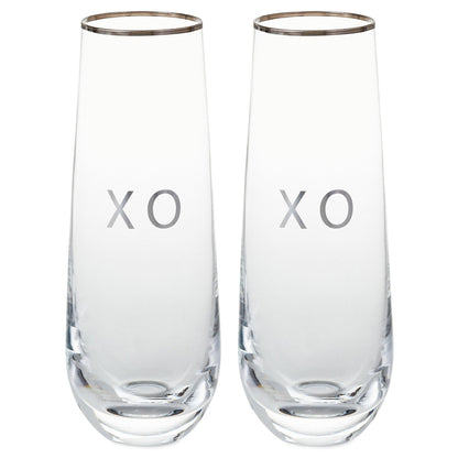XO Stemless Champagne Flutes, Set of 2