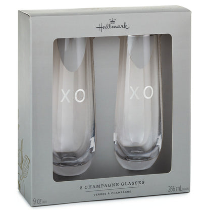XO Stemless Champagne Flutes, Set of 2