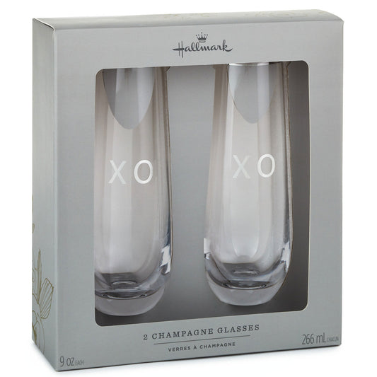 XO Stemless Champagne Flutes, Set of 2