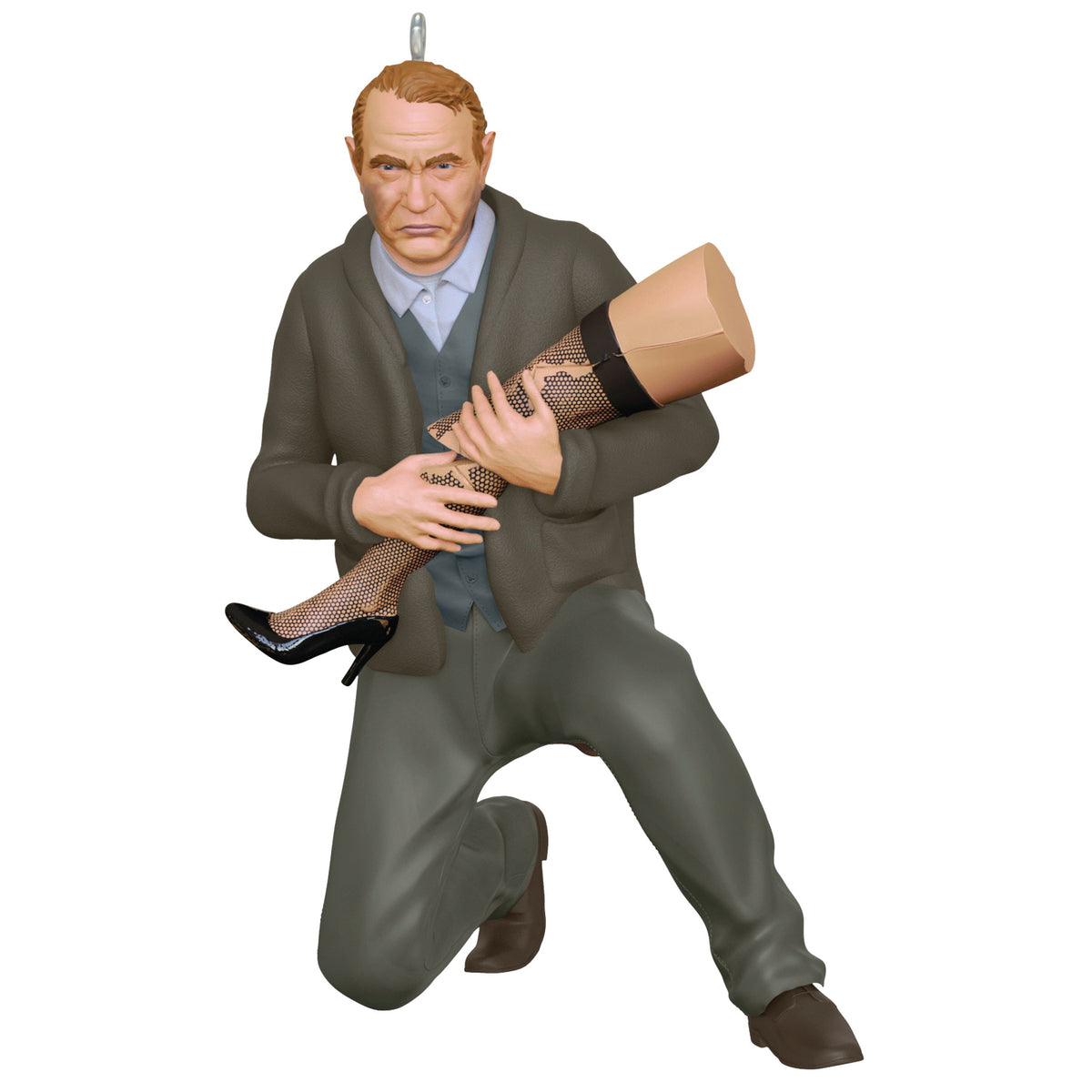 A Christmas Story, Family Controversy — 2025 Hallmark Keepsake Christmas Ornament, detailed figurine of Old Man Parker cradling a broken leg lamp.