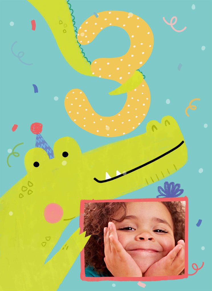 3rd Birthday Colourful Crocodile Photo Upload