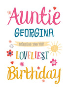 Contemporary Birthday Auntie Editable Sun Flowers