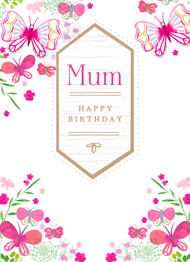 Mum Birthday Happy Text Floral Pattern