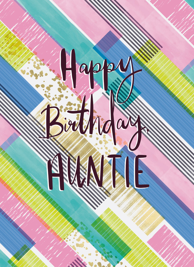 Contemporary Auntie Birthday Pastel Block Pattern
