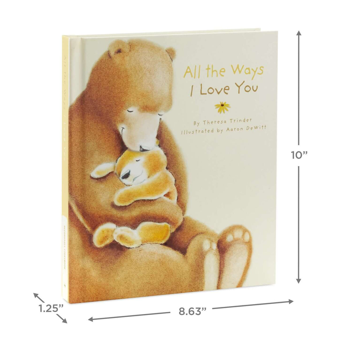All The Ways I Love You Recordable Storybook, hardcover, featuring Big Bear and Little Bear, displayed with dimensions.