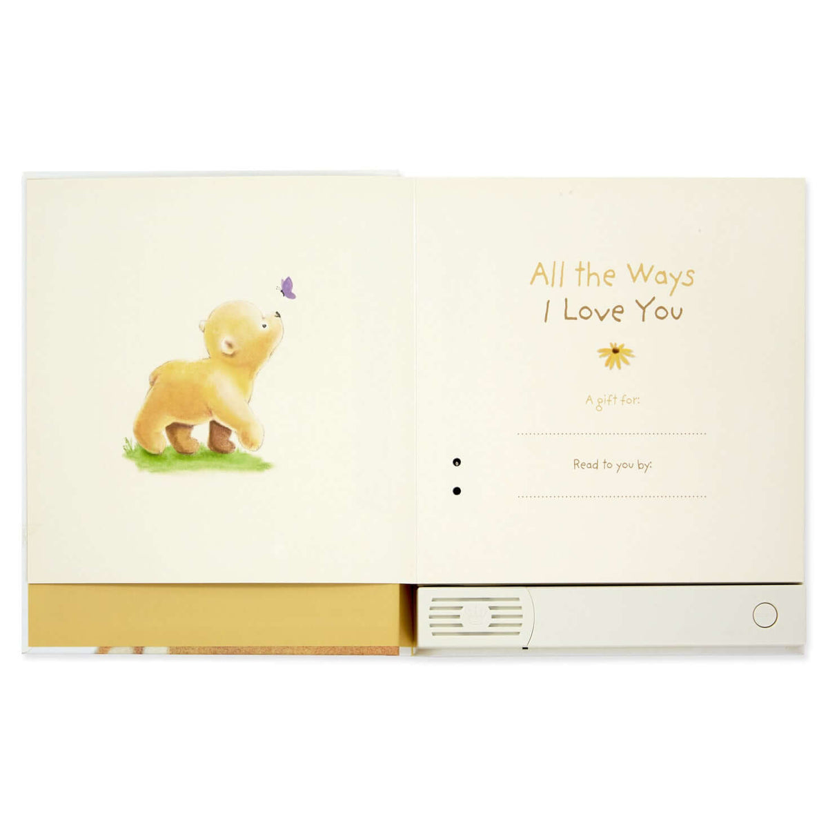 All The Ways I Love You Recordable Storybook open layout showcasing Big Bear illustration and recording section for personalisation.