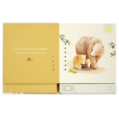 All The Ways I Love You Recordable Storybook open view showing illustrations of Big Bear and Little Bear with heartfelt message.
