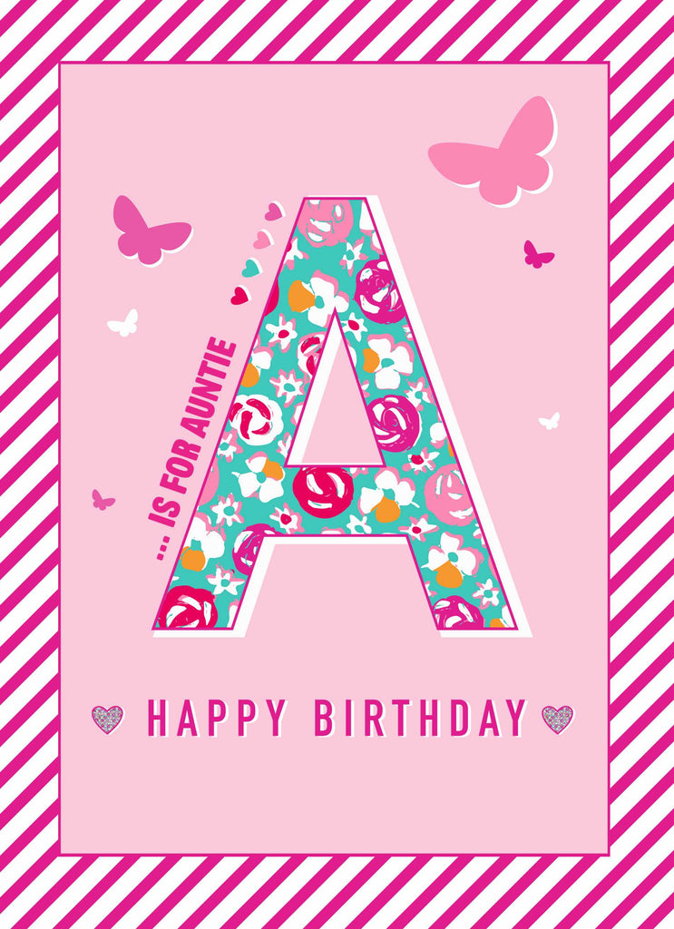 Classic Auntie Birthday Editable Floral Letter
