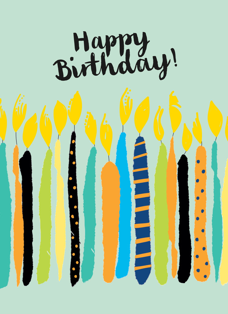 Classic Birthday Illustrated Colourful Candle