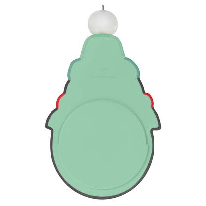 Baby's 1st Christmas (2023) photo frame — Hallmark Keepsake Christmas ornament featuring a mint green snowman design with a pom-pom on top.