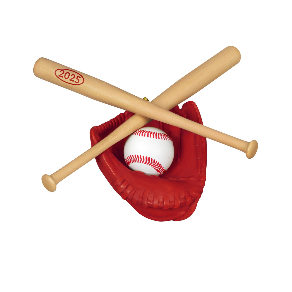 Baseball Star — 2025 Hallmark Keepsake Christmas Ornament featuring a baseball in a red glove with crossed bats, detailed design.