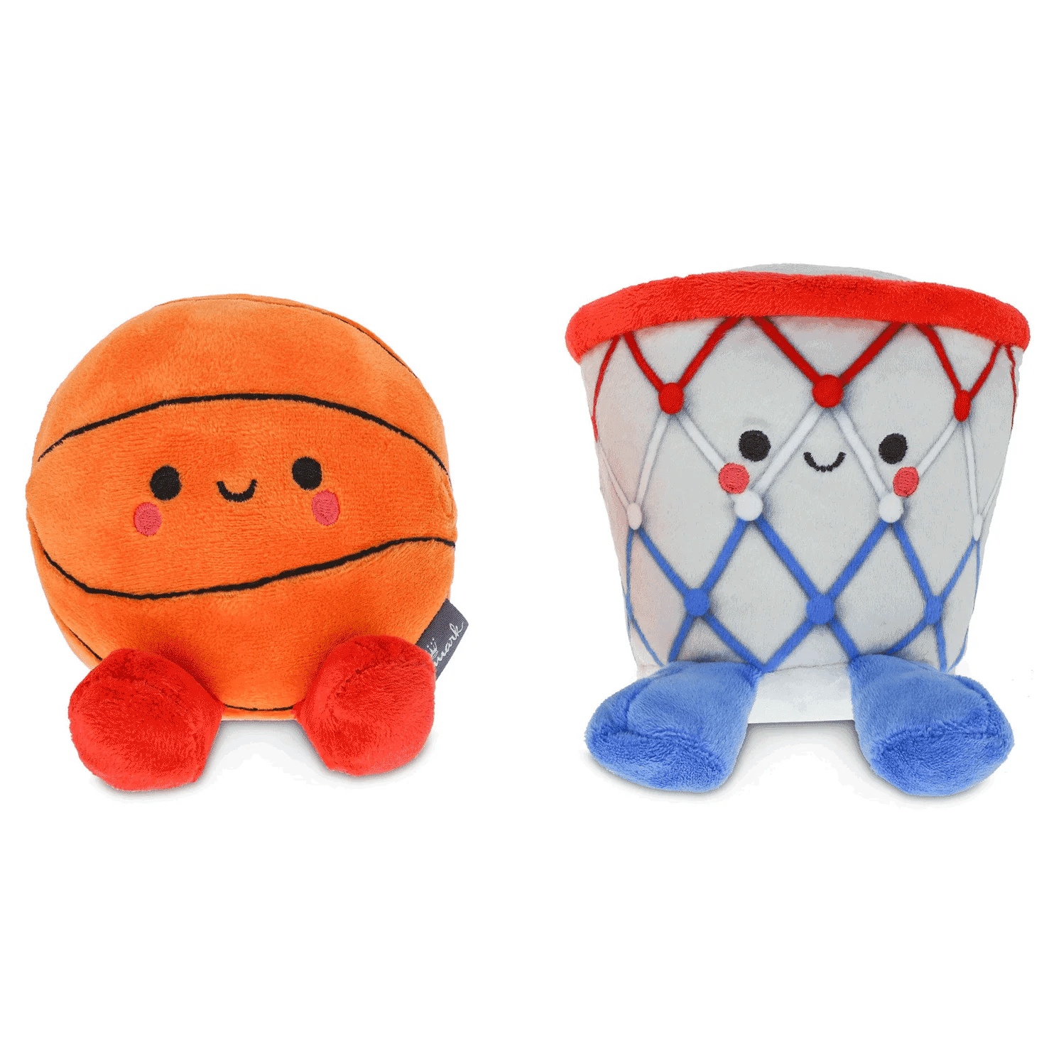 Better Together Basketball and Hoop Magnetic Plush Pair, 6" H in close-up view highlighting cute plush design and colours.
