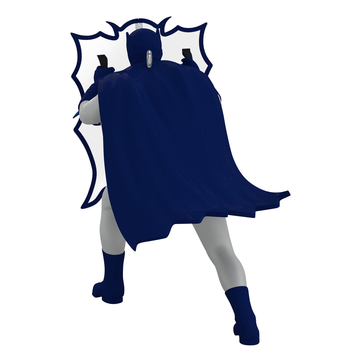 DC Batman™ The Classic TV Series, Behind the Batshield™ — 2025 Hallmark Keepsake Christmas Ornament, rear view of Batman holding his Bat-Shield