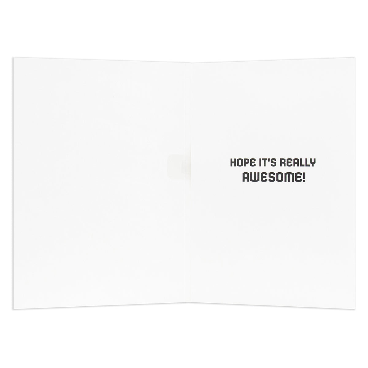 Hallmark Interactive Sound Card - Batman, inside view with message 'Hope it's really awesome!', white background, greeting card.