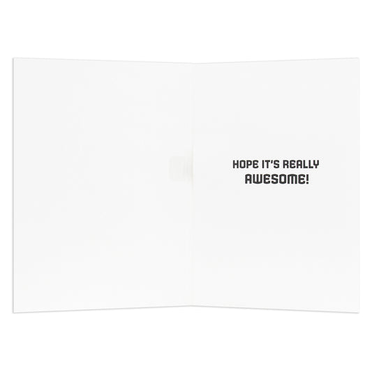Hallmark Interactive Sound Card - Batman, inside view with message 'Hope it's really awesome!', white background, greeting card.