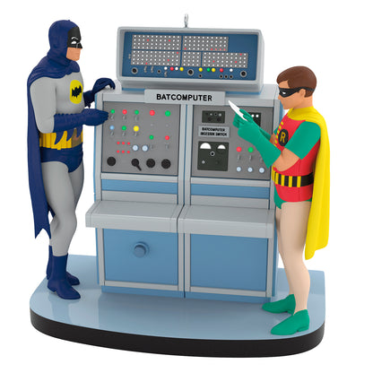 Batman™ The Classic TV Series Batcomputer With Light and Sound — 2026 Hallmark Keepsake Christmas Ornament, featuring Batman and Robin at the console in a detailed view.