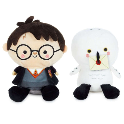 Better Together Harry Potter™ and Hedwig™ Magnetic Plush Pair, 5.5" featuring Harry in Hogwarts attire and Hedwig with a letter, angled view.