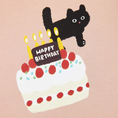 Hallmark Pop Up Birthday Card (Cat and Friend with Birthday Cake) design featuring a playful black cat with a festive cake and candles against a pink background.