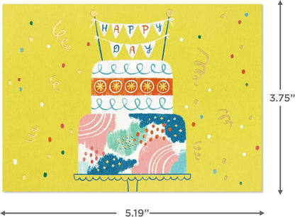 Hallmark Pack of 30 Assorted Boxed Greeting Cards, Good Vibes - Birthday Cards, Thinking of You Cards, Thank You Cards, Blank Cards with modern cake design and bright colours