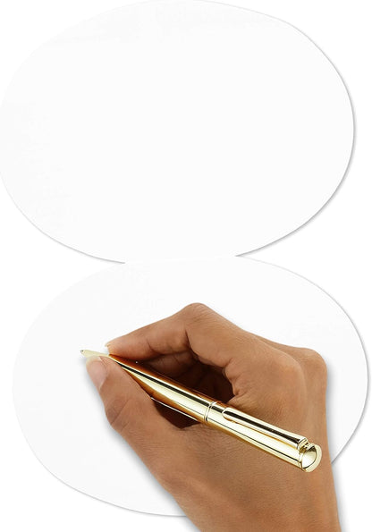 Hallmark Pack of Blank Cards, Donuts (15 Cards with Envelopes) hand holding a pen poised to write on a blank card.