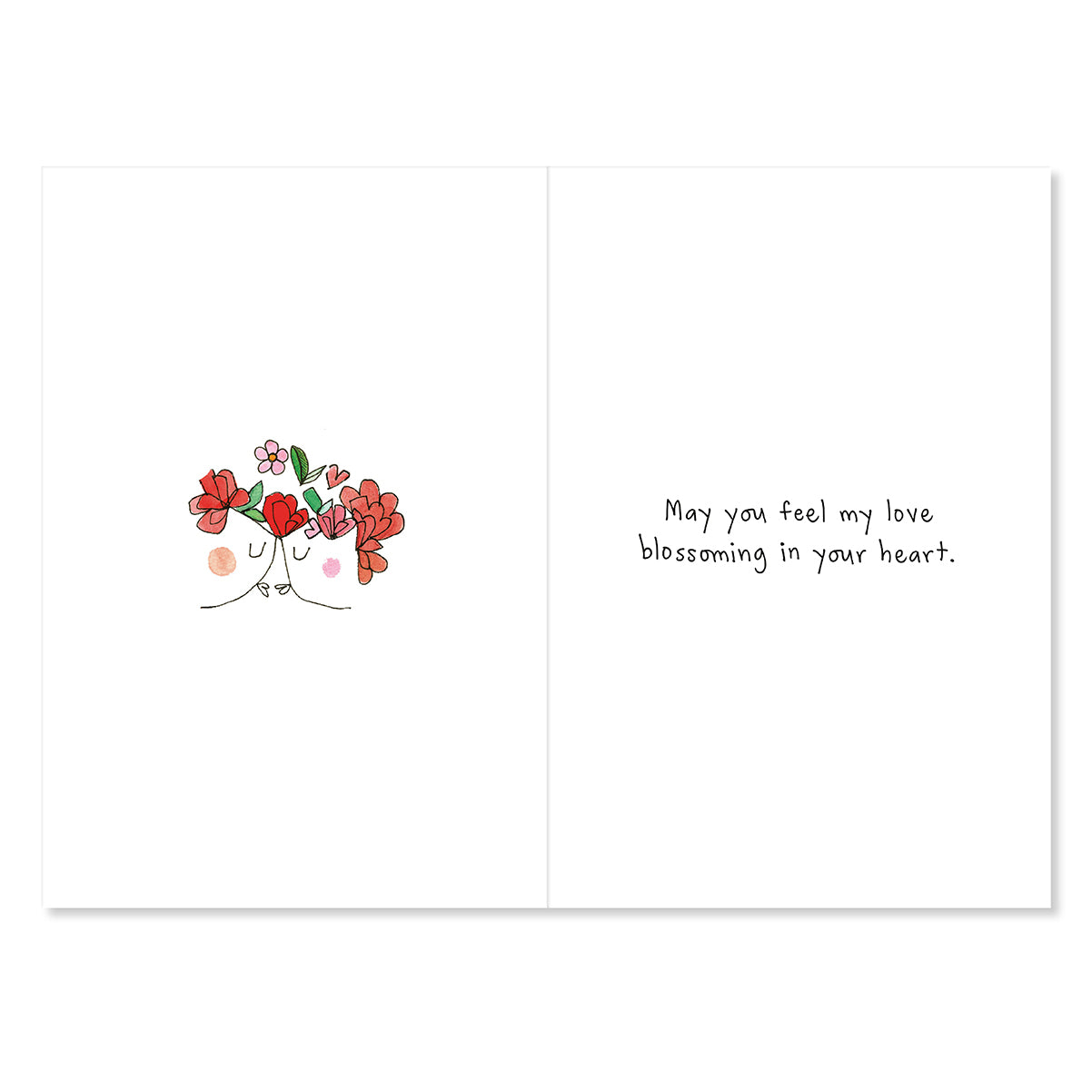 Greeting card with floral design and text on a white background