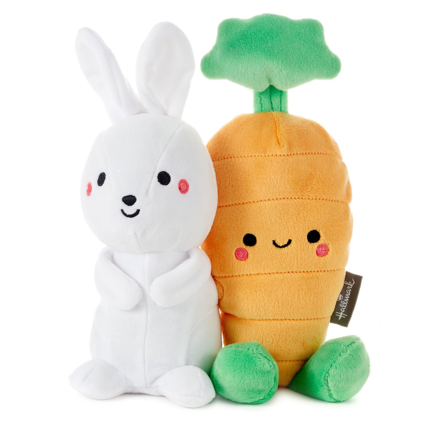 Bunny and Carrot Magnetic Plush – Better Together set featuring a white bunny and orange carrot, front view with smiling faces and soft texture.