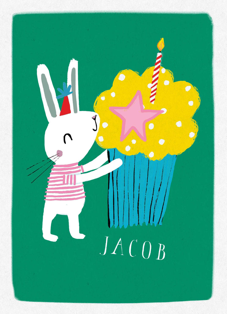 Birthday Fun Bunny Rabbit Cupcake Custom