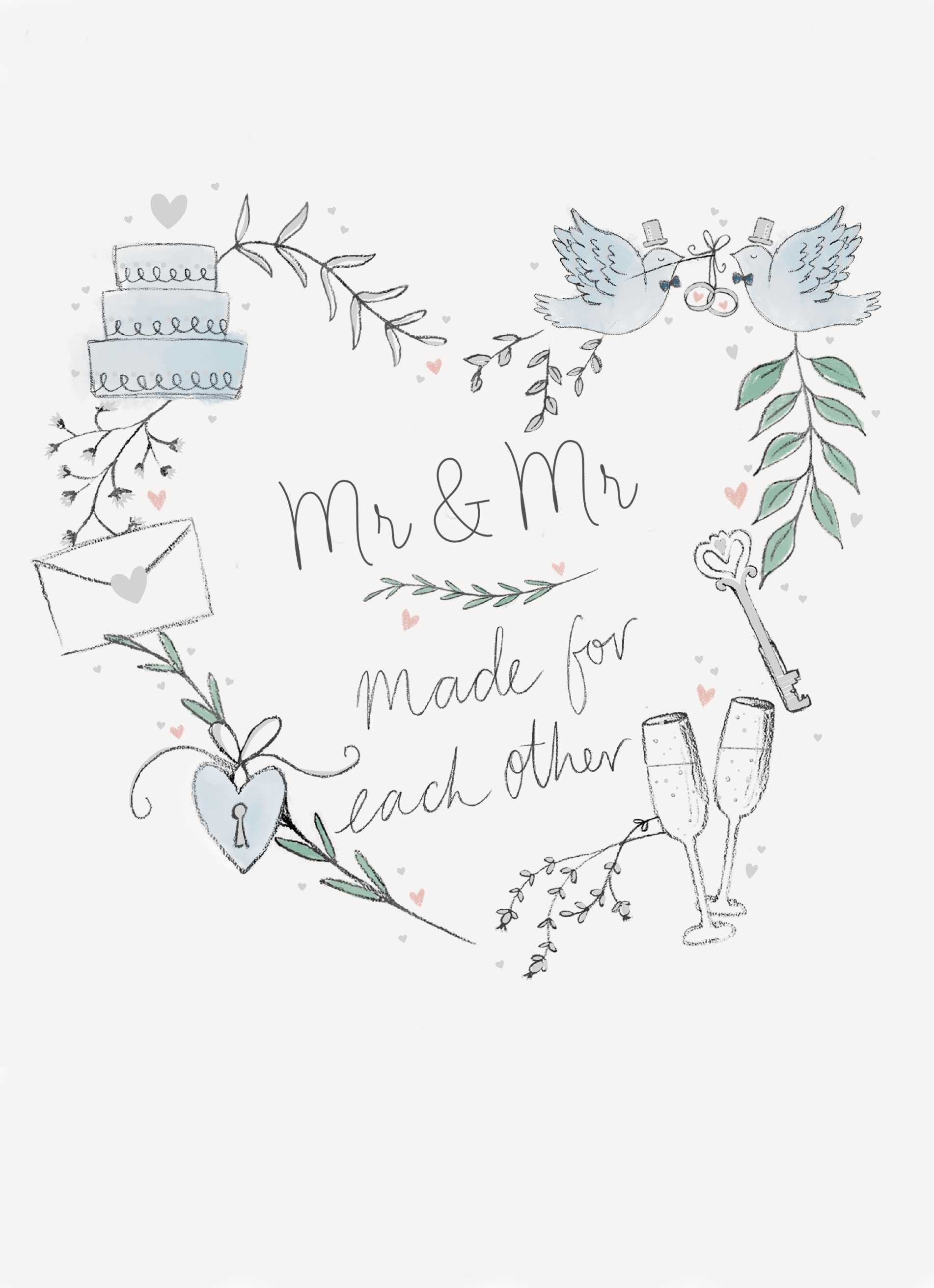 Classic Wedding Congrats Editable Mr Mr Heart