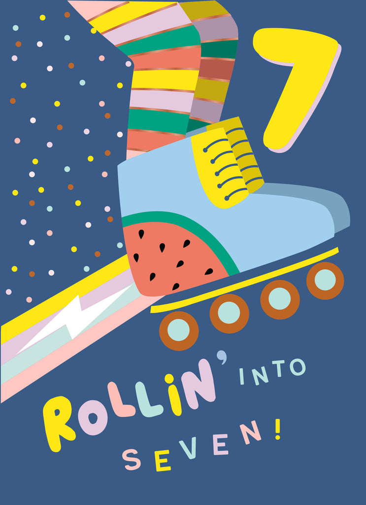 Rainbow Rocket Roller Skates 7th Birthday Kids