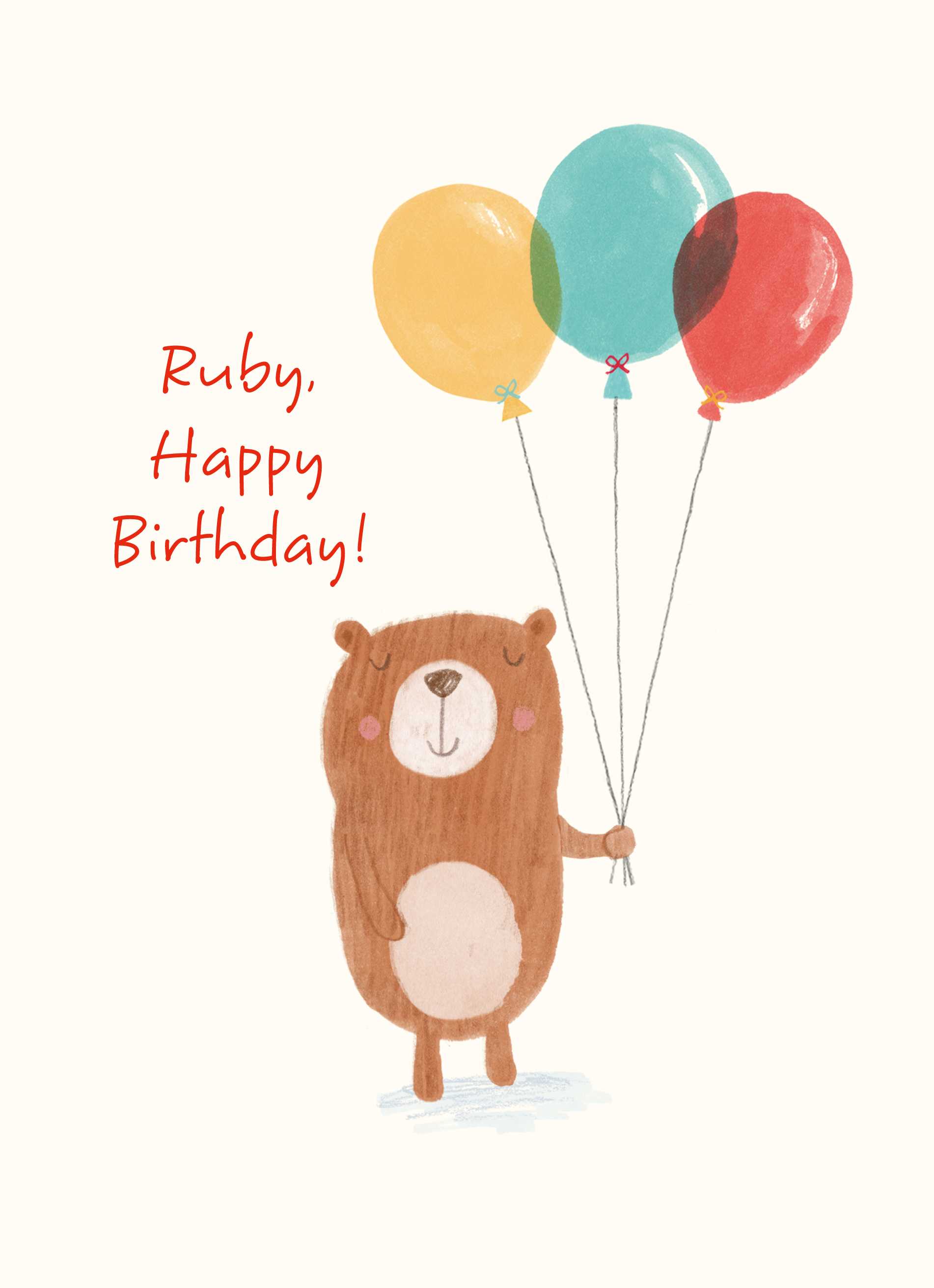 Cute Birthday Editable Bear Balloons