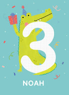 3rd Birthday Crocodile Number Colourful Custom