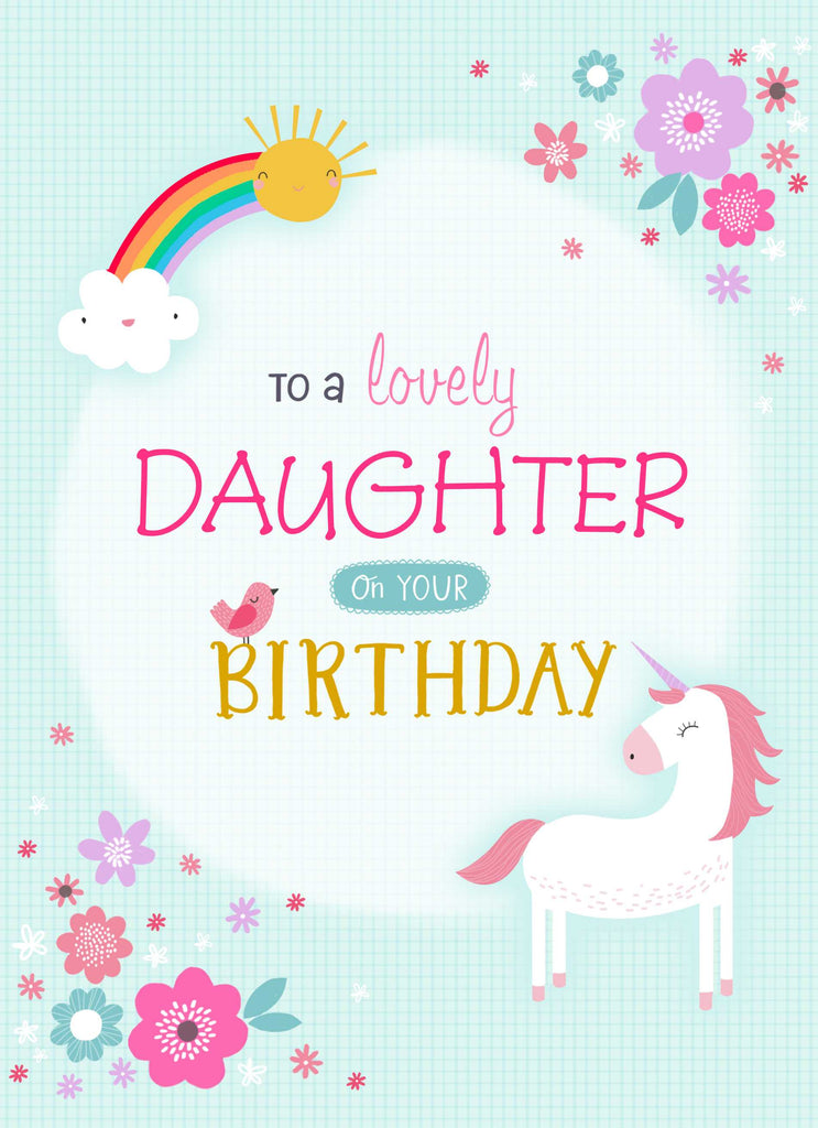 Daughter Birthday Rainbow Unicorn Sunshine Flowers
