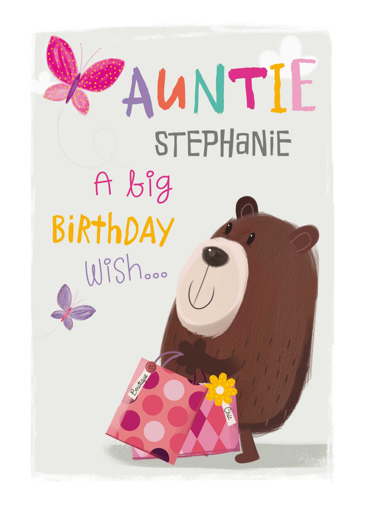 Cute Auntie Birthday Editable All About Gus Bear