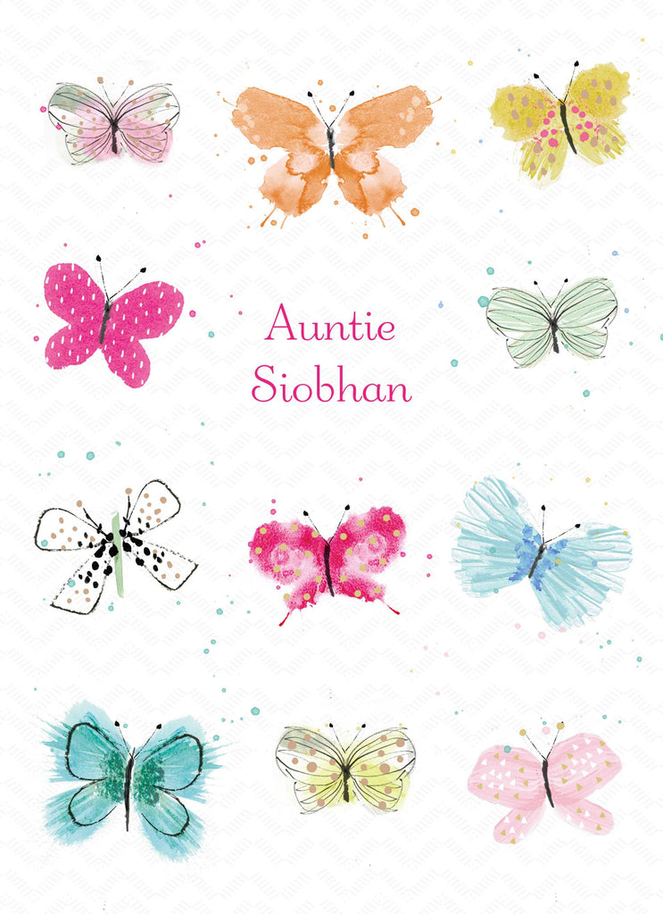 Classic Birthday For Auntie Editable Butterflies