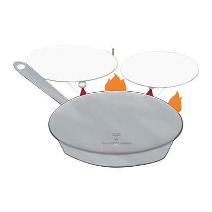 Chestnuts Roasting — 2025 Hallmark Keepsake Christmas Ornament, humorous ornament design features a skillet with flames and blank speech bubbles.