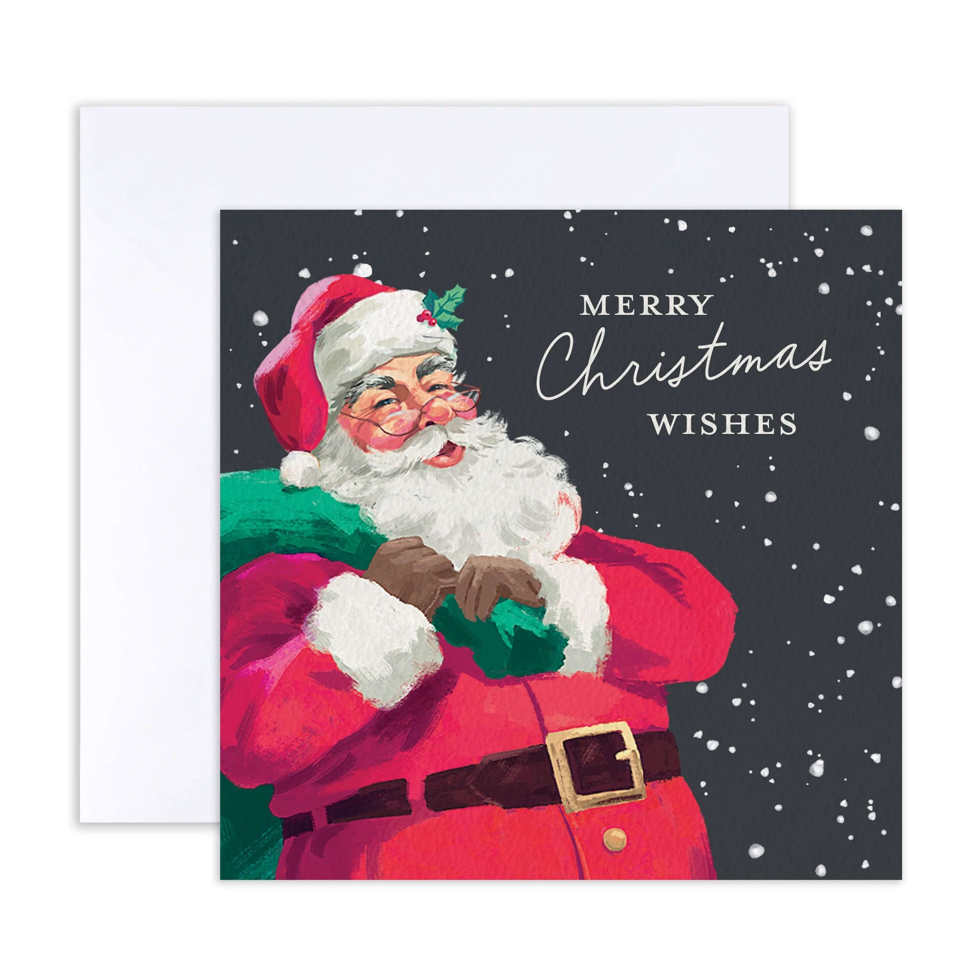 Hallmark Boxed Christmas Cards 10 Pack - Wonderful Moments featuring Santa Claus illustration in snow, textured design, square card format.