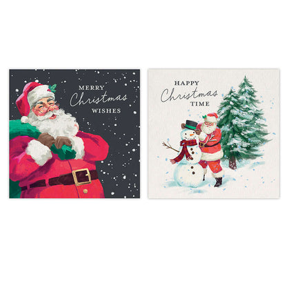 Hallmark Boxed Christmas Cards 10 Pack - Wonderful Moments featuring two designs, Santa and snowman illustrations on textured paper.