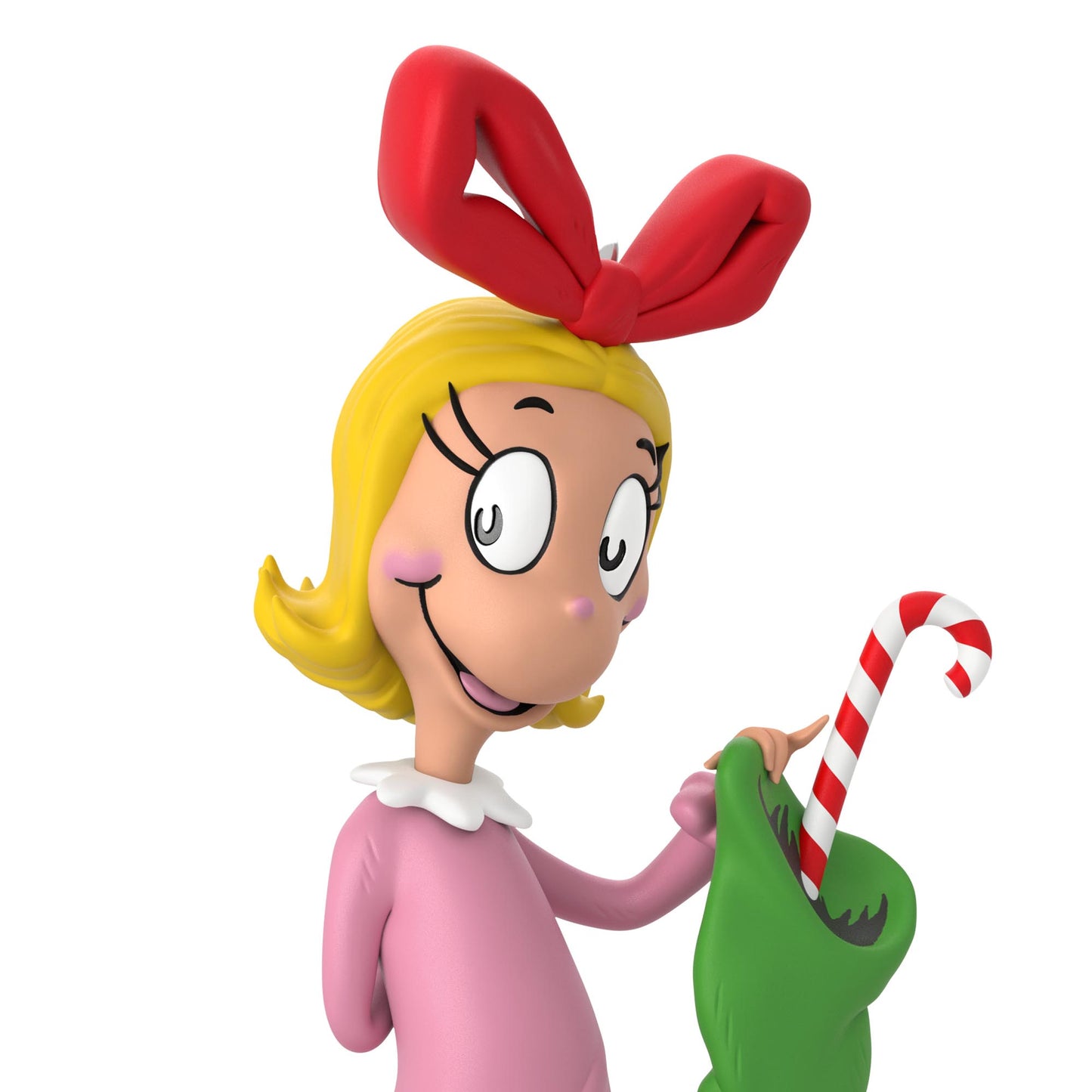 Dr. Seuss's How the Grinch Stole Christmas!™, Cindy-Lou Who ornament, smiling character in pink nightgown holding a candy cane.
