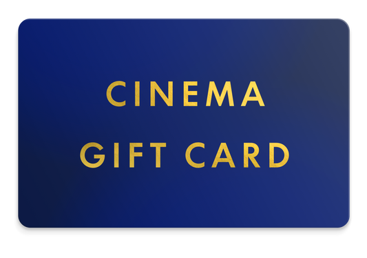 The Cinema Card design featuring the text 'CINEMA GIFT CARD' on a dark blue background.