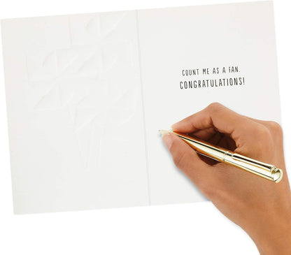 Hallmark All Occasion Cards Assortment Birthday, Congratulations, Blank Cards featuring an embossed interior with a handwritten note.