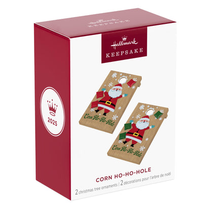 Corn Ho-Ho-Hole — 2025 Hallmark Keepsake Christmas Ornament in gift box, featuring Santa designs and festive colours.