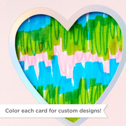 Hallmark Crayola Coloring Cards Assortment, 8 Cards with Envelopes and Markers featuring colourful, customisable design in heart shape