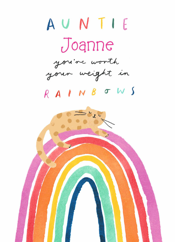 Contemporary Auntie Editable Rainbow And Cat