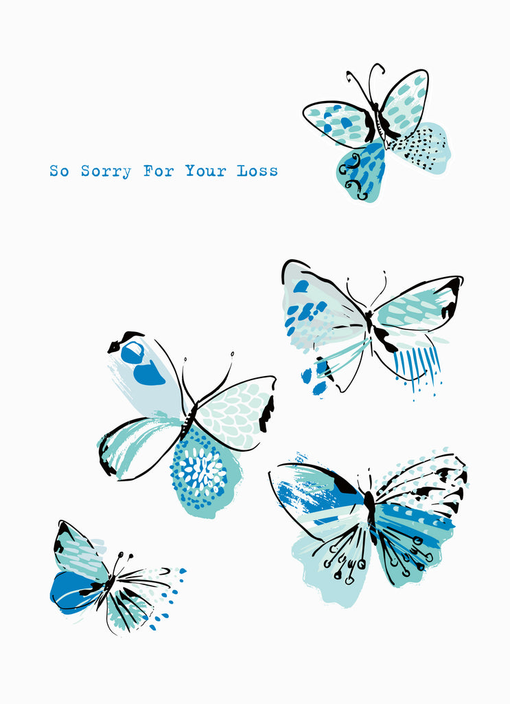 Classic Sympathy Illustrated Turquoise Butterflies